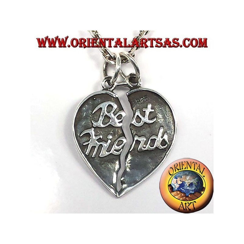 divisible sided heart pendant in silver best friends