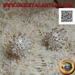 Silberlappenohrringe in Form einer Seeanemone mit Satin-Finish (klein)