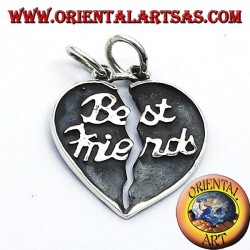 ciondolo cuore divisibile bifacciale in argento best friends