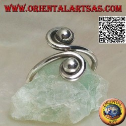 Double spiral mirror silver ring (adjustable)
