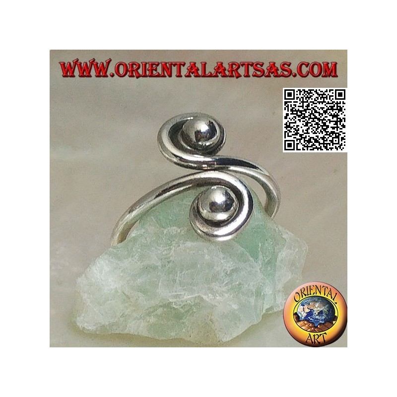 Anello in argento a doppia spirale a specchio (regolabile)