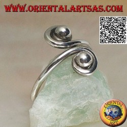 Bague en argent miroir double spirale (réglable)