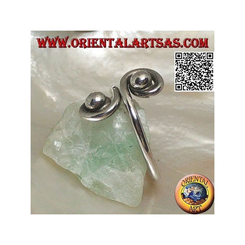 Anello in argento a doppia spirale a specchio (regolabile)
