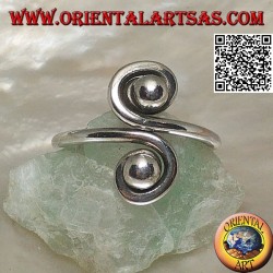 Anillo doble espiral de plata con espejo (ajustable)