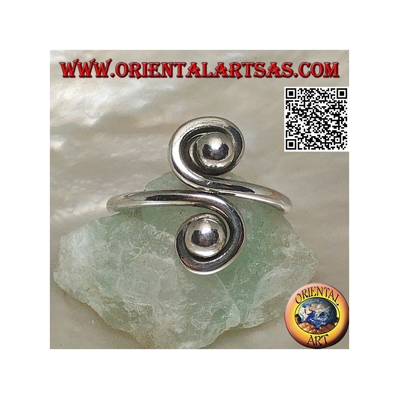 Doppelspiralspiegel Silberring (verstellbar)