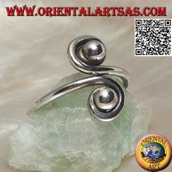 Doppelspiralspiegel Silberring (verstellbar)