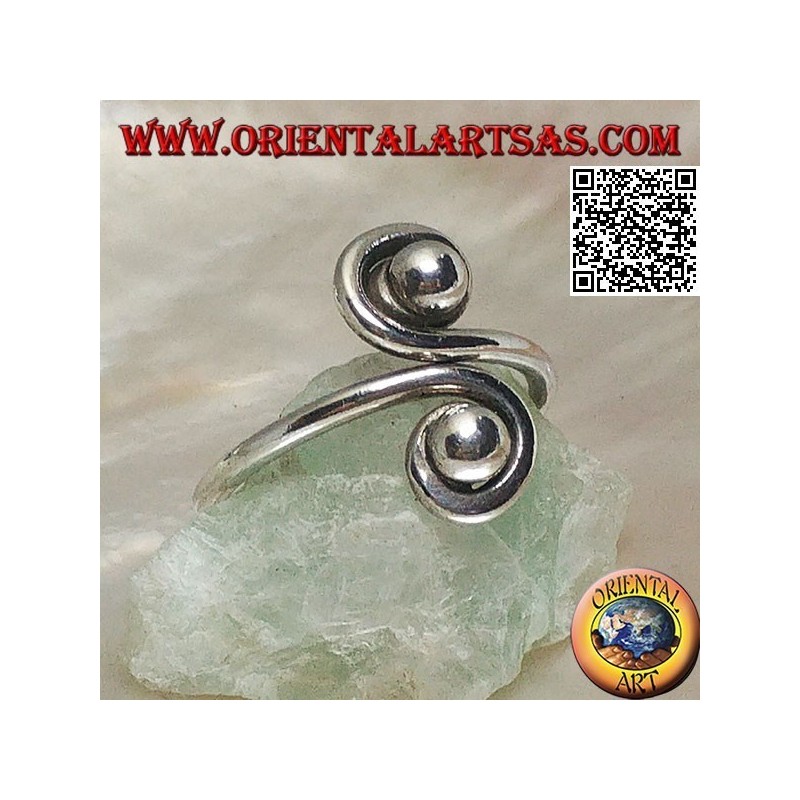 Anello in argento a doppia spirale a specchio (regolabile)