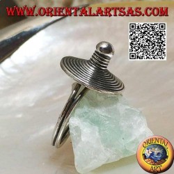 Silver ring with handmade pointed spiral hat