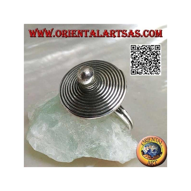 Silver ring with handmade pointed spiral hat
