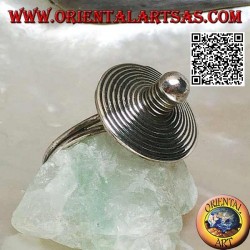 Silver ring with handmade pointed spiral hat