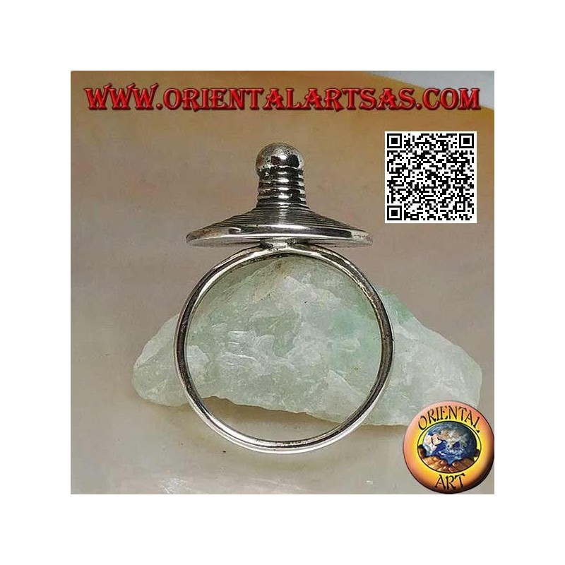 Anello in argento con cappello a spirale a punta fatto a mano
