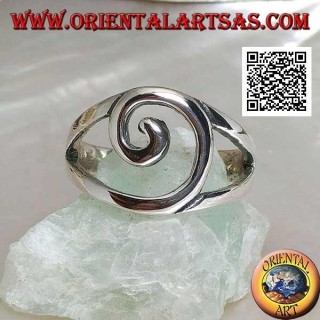 Silver ring with central spiral wire