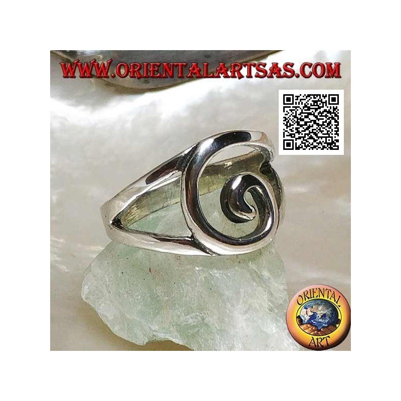 Silver ring with central spiral wire