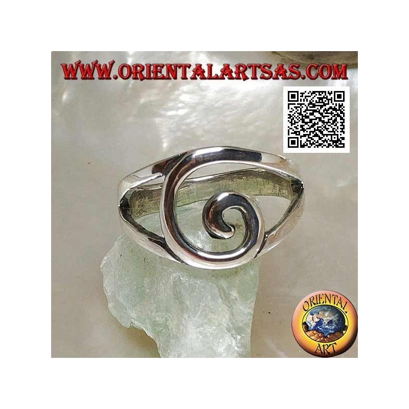 Silver ring with central spiral wire