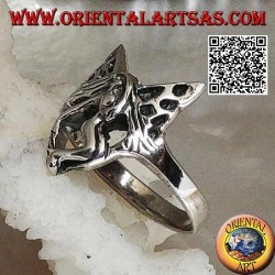Bague en argent, fée volante trois-quarts stylisée