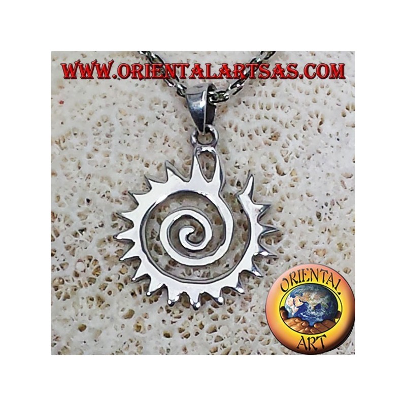 Pendentif spirale dentée en argent