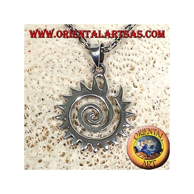 toothed spiral pendant in silver