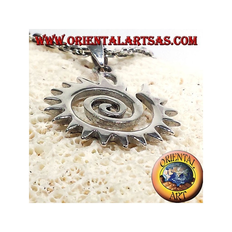 Pendentif spirale dentée en argent