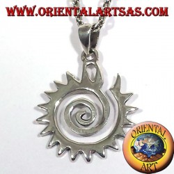 toothed spiral pendant in silver