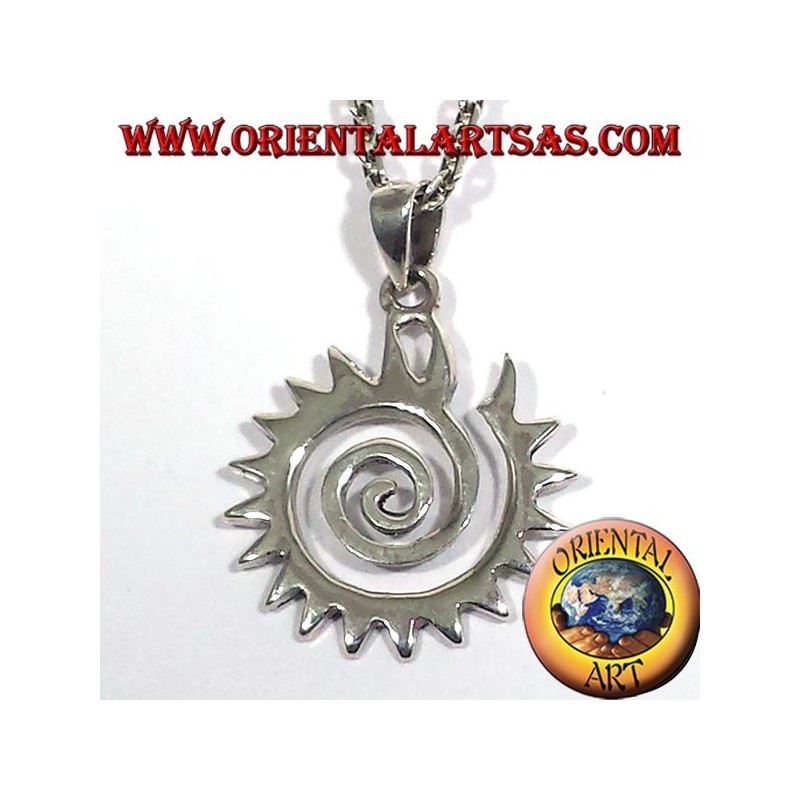 toothed spiral pendant in silver