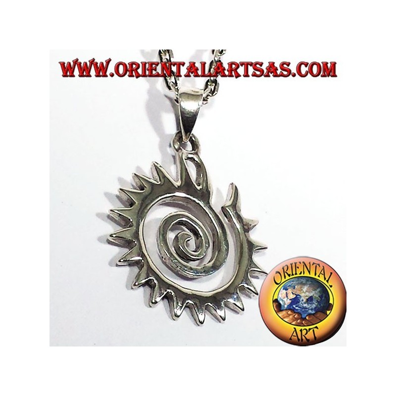 Pendentif spirale dentée en argent