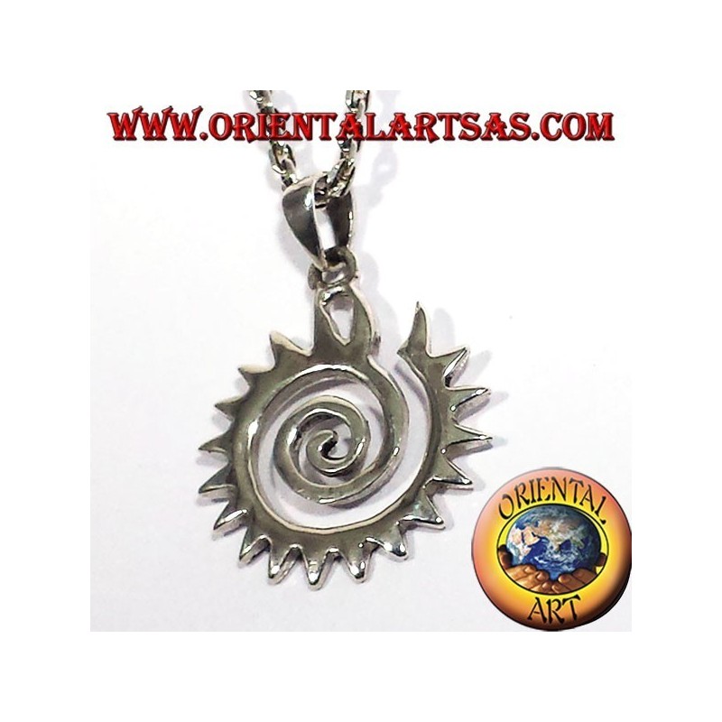 toothed spiral pendant in silver