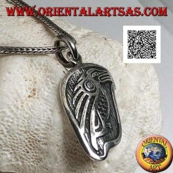 Pendentif médaille en argent avec condor (oiseau sacré du peuple inca) de profil en haut relief