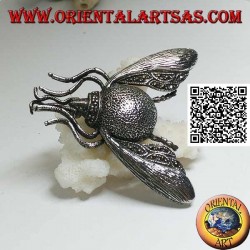 Broche en argent en forme de bourdon / bourdon en vol parsemé de marcassite