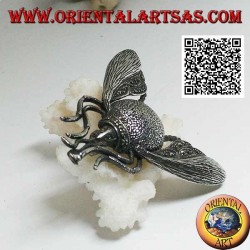 Broche en argent en forme de bourdon / bourdon en vol parsemé de marcassite