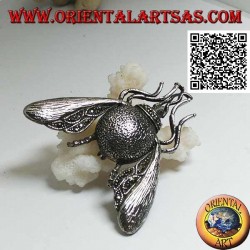 Broche en argent en forme de bourdon / bourdon en vol parsemé de marcassite