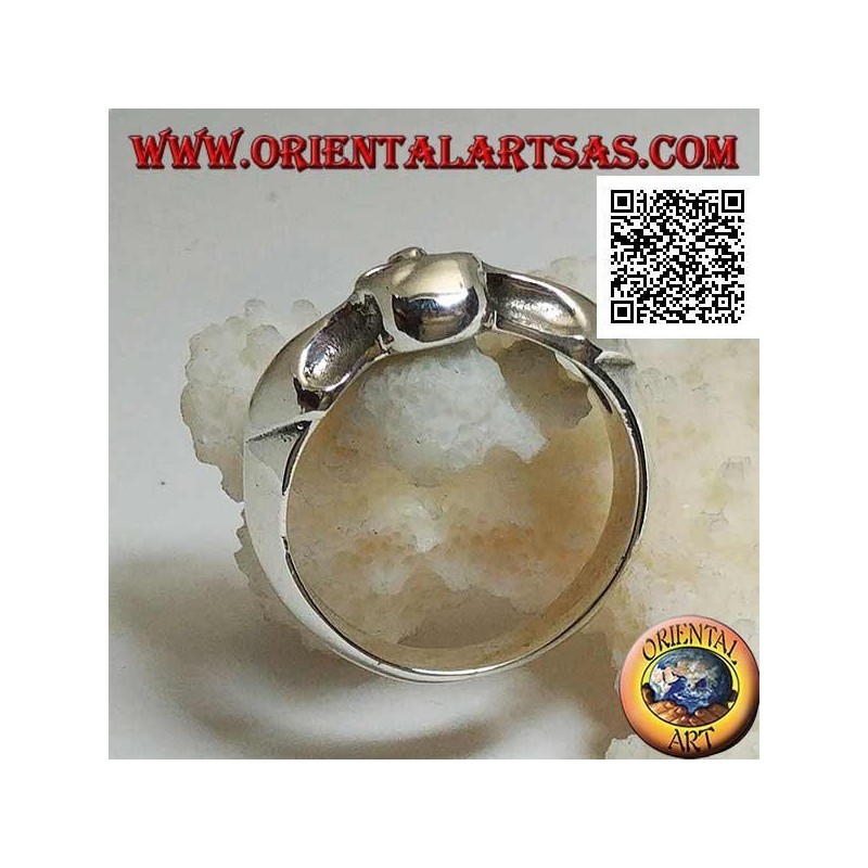 Anillo de plata, cráneo pequeño en un hueso de flecha bidireccional