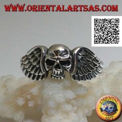 Silver ring, skull without jaw between the wings
