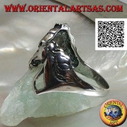 Anillo de plata pareja enamorada de caballos (cabezas) mirándose