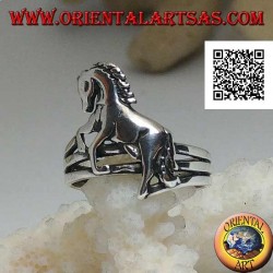 Silver ring with rampant horse