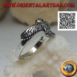 Bague en argent avec phénix aux ailes déployées et déployées en vol