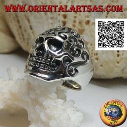 Silver ring, skull with Celtic engravings (triskéll)