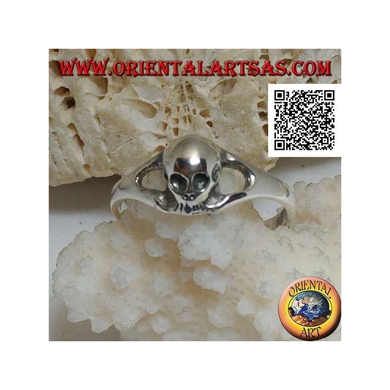 Silberring mit kleinem Schädel ohne glatten Kiefer (klein)