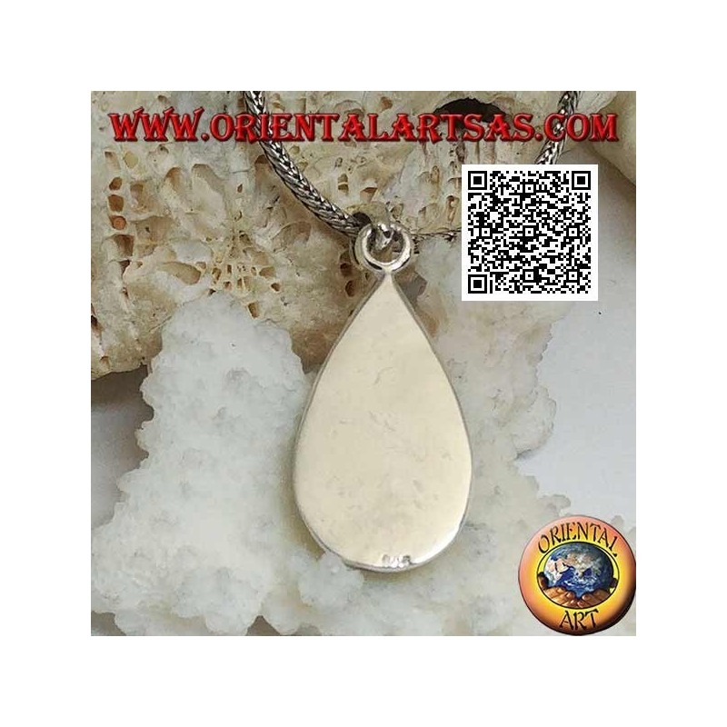 Ciondolo in argento a goccia con onice e linea sinuosa intersecante