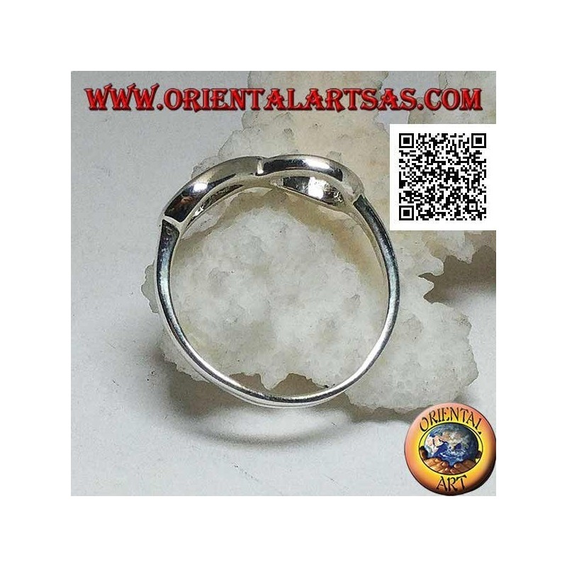 Silver ring with smooth rounded infinity knot symbol