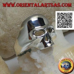 Anillo de plata liso en forma de calavera sin mandíbula, dientes y nariz