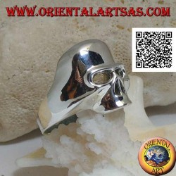 Bague en argent lisse en forme de crâne sans mâchoire, dents et nez