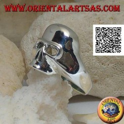 Anillo de plata liso en forma de calavera sin mandíbula, dientes y nariz