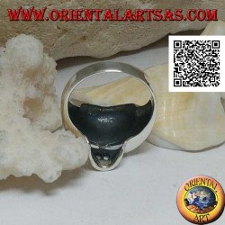 Bague en argent lisse en forme de crâne sans mâchoire, dents et nez