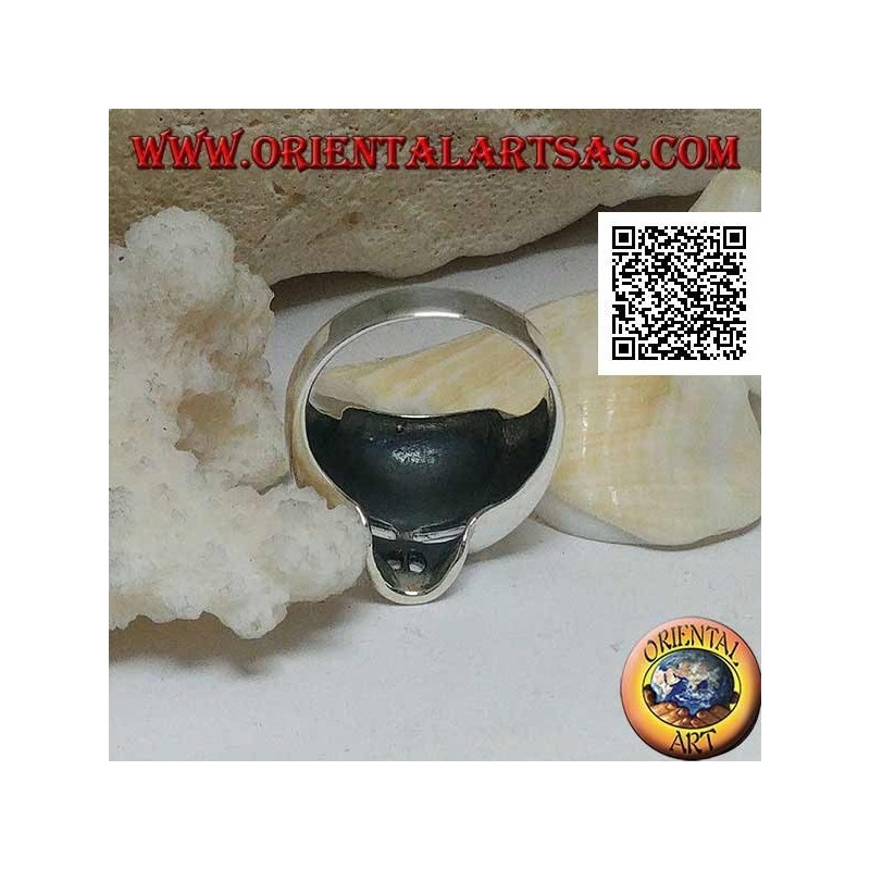 Smooth silver ring in the shape of a skull without jaw, teeth and nose