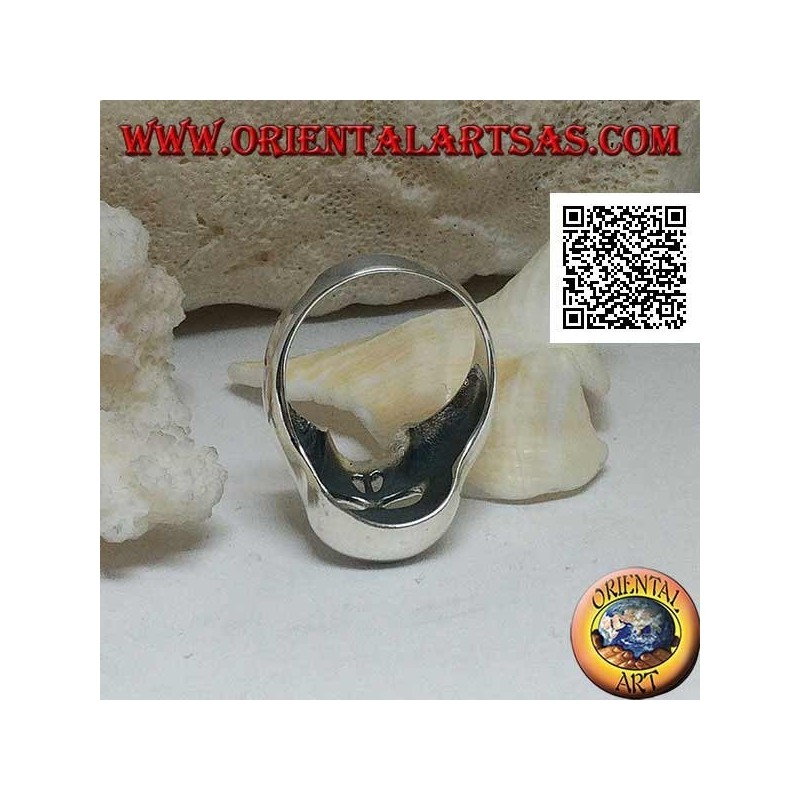 Anillo de plata liso en forma de calavera sin mandíbula, dientes y nariz