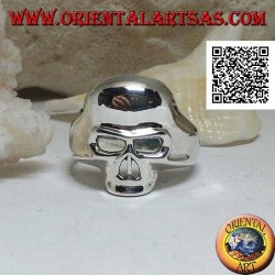 Smooth silver ring in the shape of a skull without jaw, teeth and nose