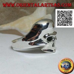 Anillo de plata liso en forma de calavera sin mandíbula, dientes y nariz