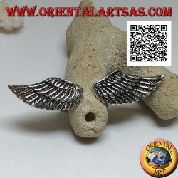 Anillo de plata con doble extensión y alas de ángel abiertas