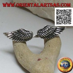 Silver ring with double spread and open angel wings