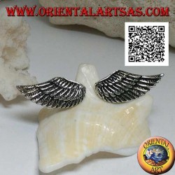 Anillo de plata con doble extensión y alas de ángel abiertas